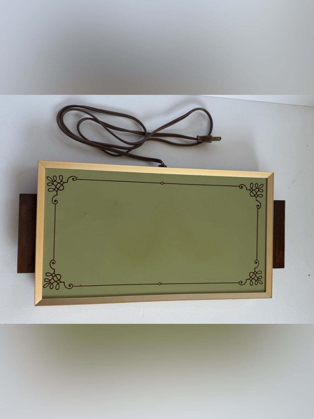 Vintage 1973 Cornwall Hot Electric Tray 1418 Food Warmer Avocado Green with Box